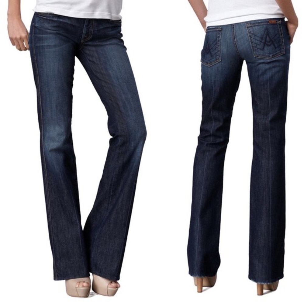 7 For All Mankind Denim Dark Rinse "A" pocket Style Flare Jeans Sz 27